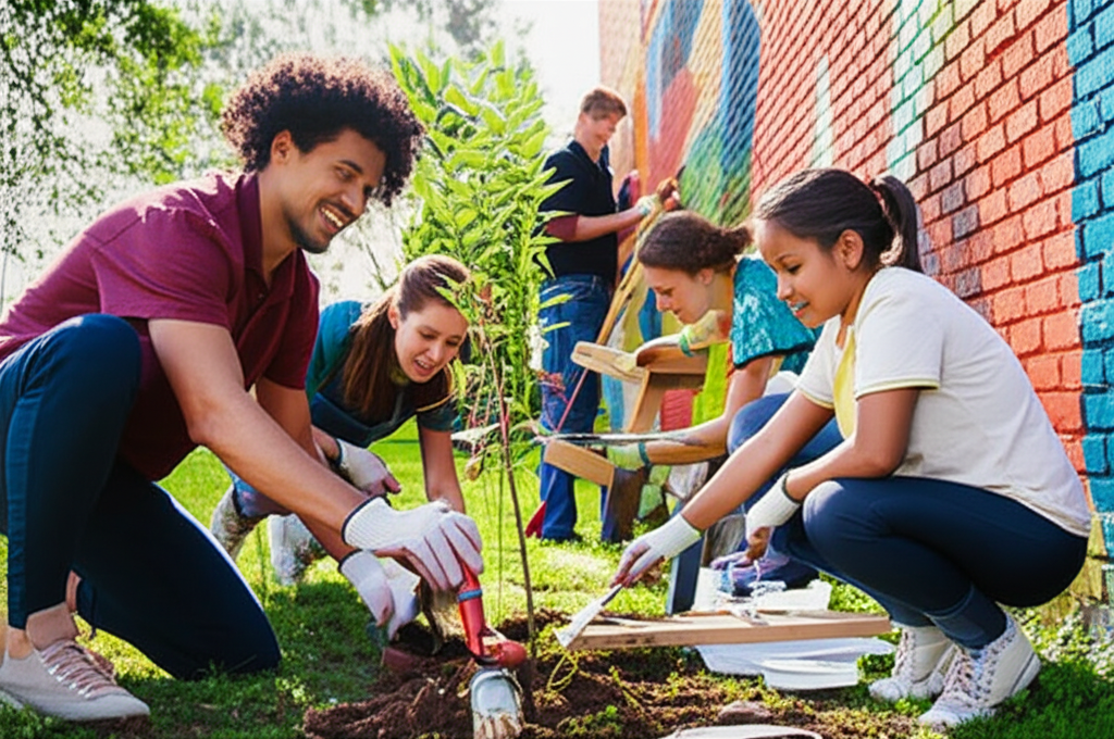 Community members working together